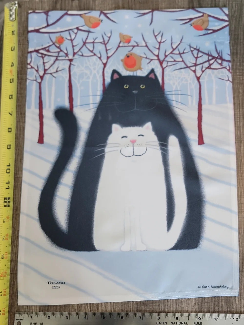 Decorative Seasonal Garden Flag Multi-colored. Cats, Birds  & Snow.
